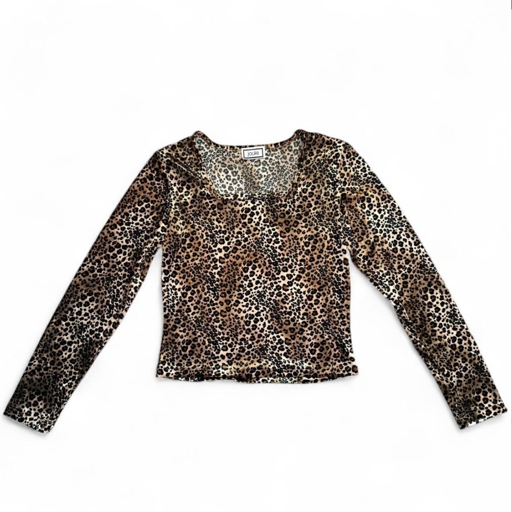 Vtg 90s Velour Leopard Print Fitted Longsleeve